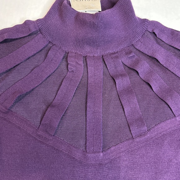Carmen Marc Valvo Long Sleeve Purple Blouse Small New With Tags   215 - Picture 2 of 7